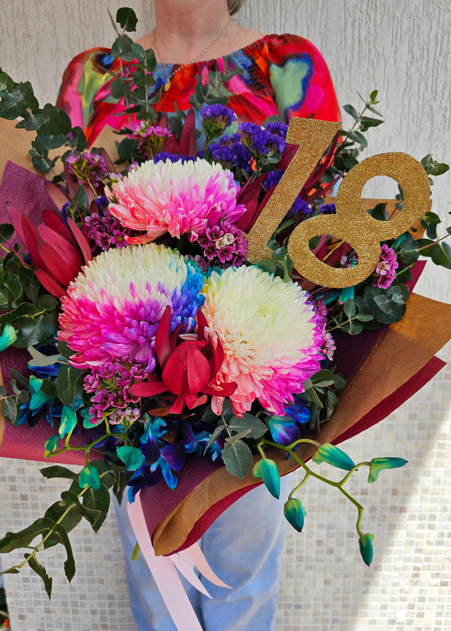 Rainbow Bloom Birthday Bouquet