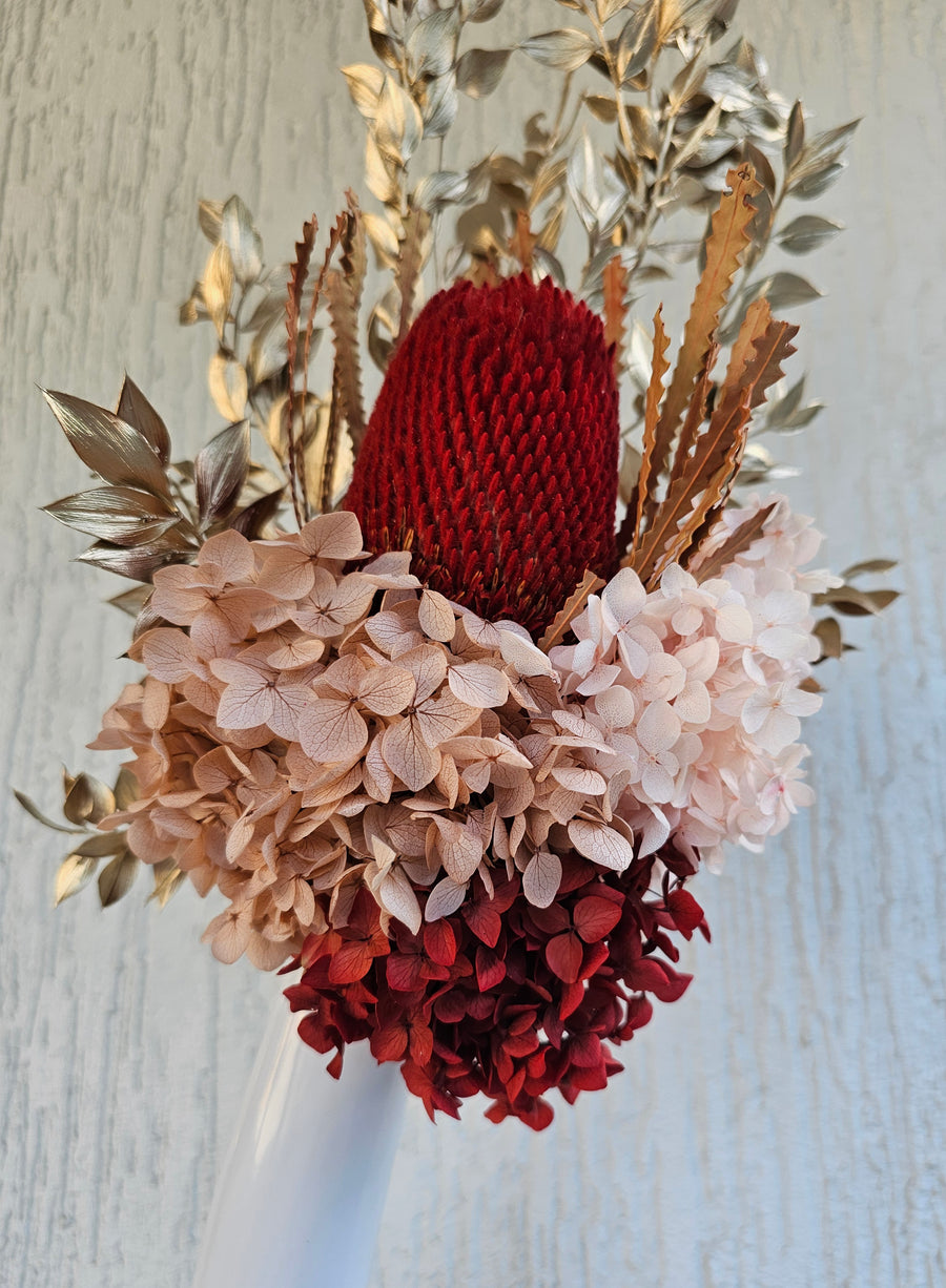 Valentine Dry Posy in Tall Vase