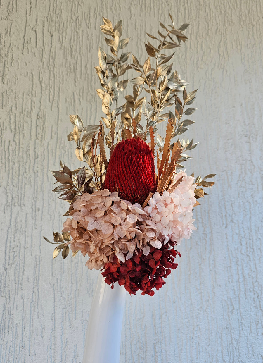 Valentine Dry Posy in Tall Vase