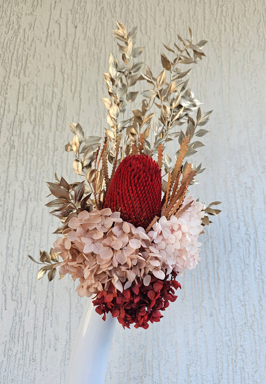 Valentine Dry Posy in Tall Vase