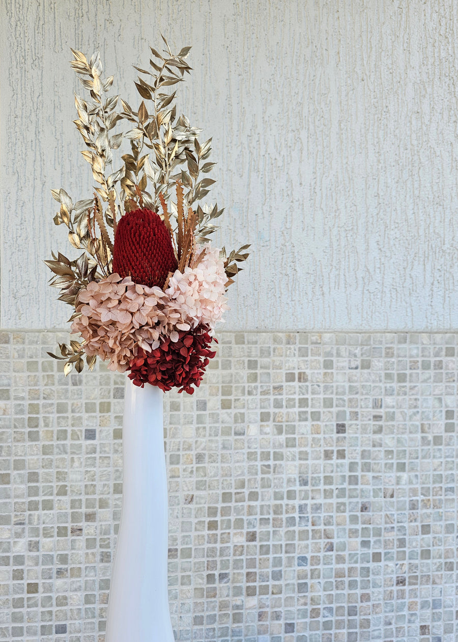 Valentine Dry Posy in Tall Vase