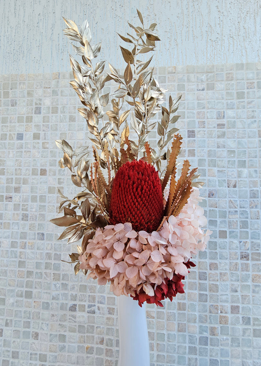 Valentine Dry Posy in Tall Vase