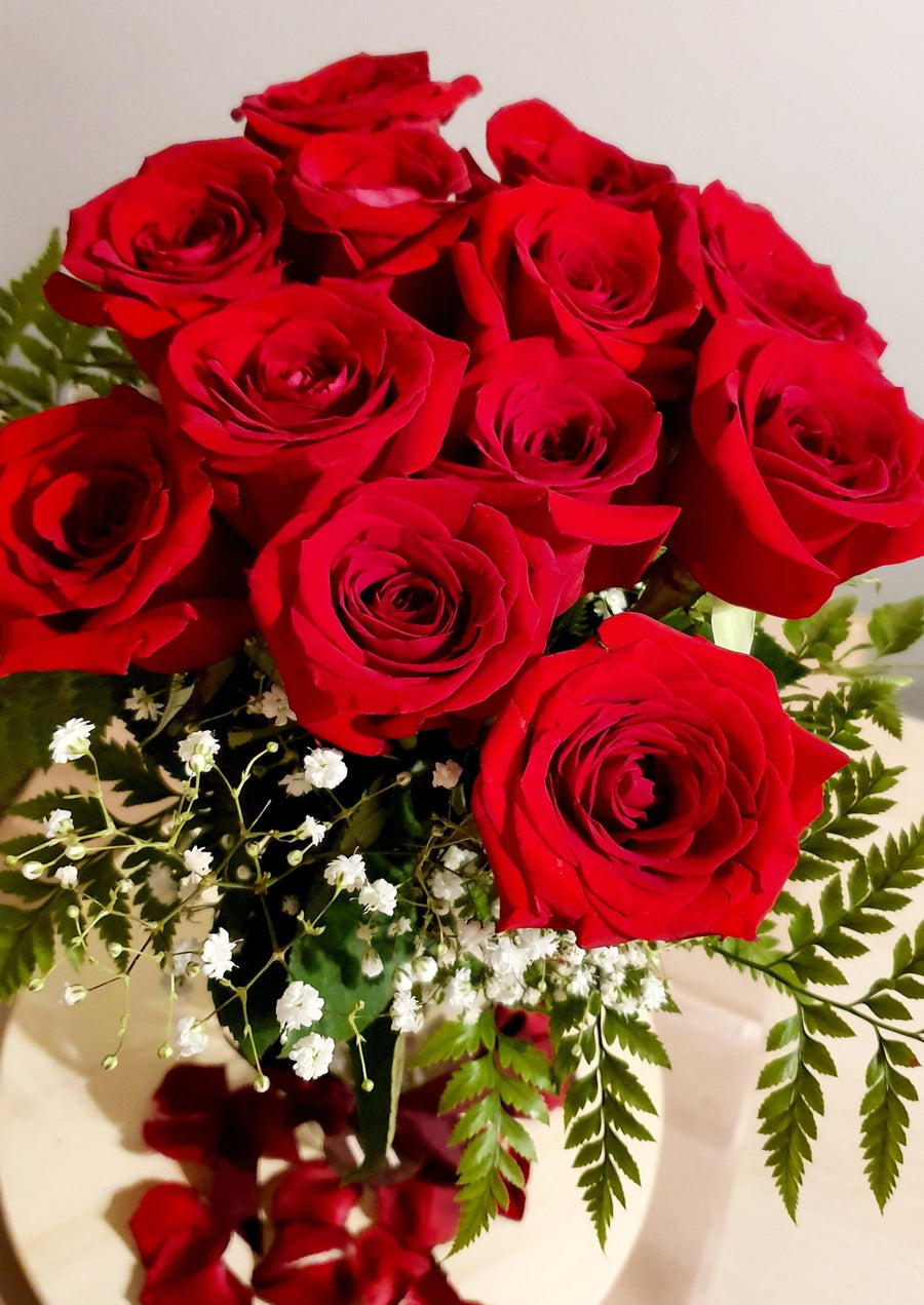 Two Dozen Roses - Wrapped with Foliage