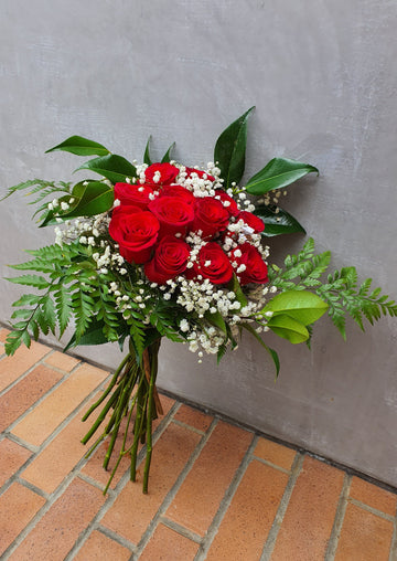 Two Dozen Roses - Wrapped with Foliage